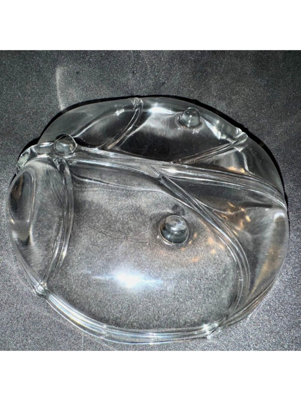 Vintage  2 Section Clear Glass Divided Footed Relish Dish/mTray - Picture 5 of 14